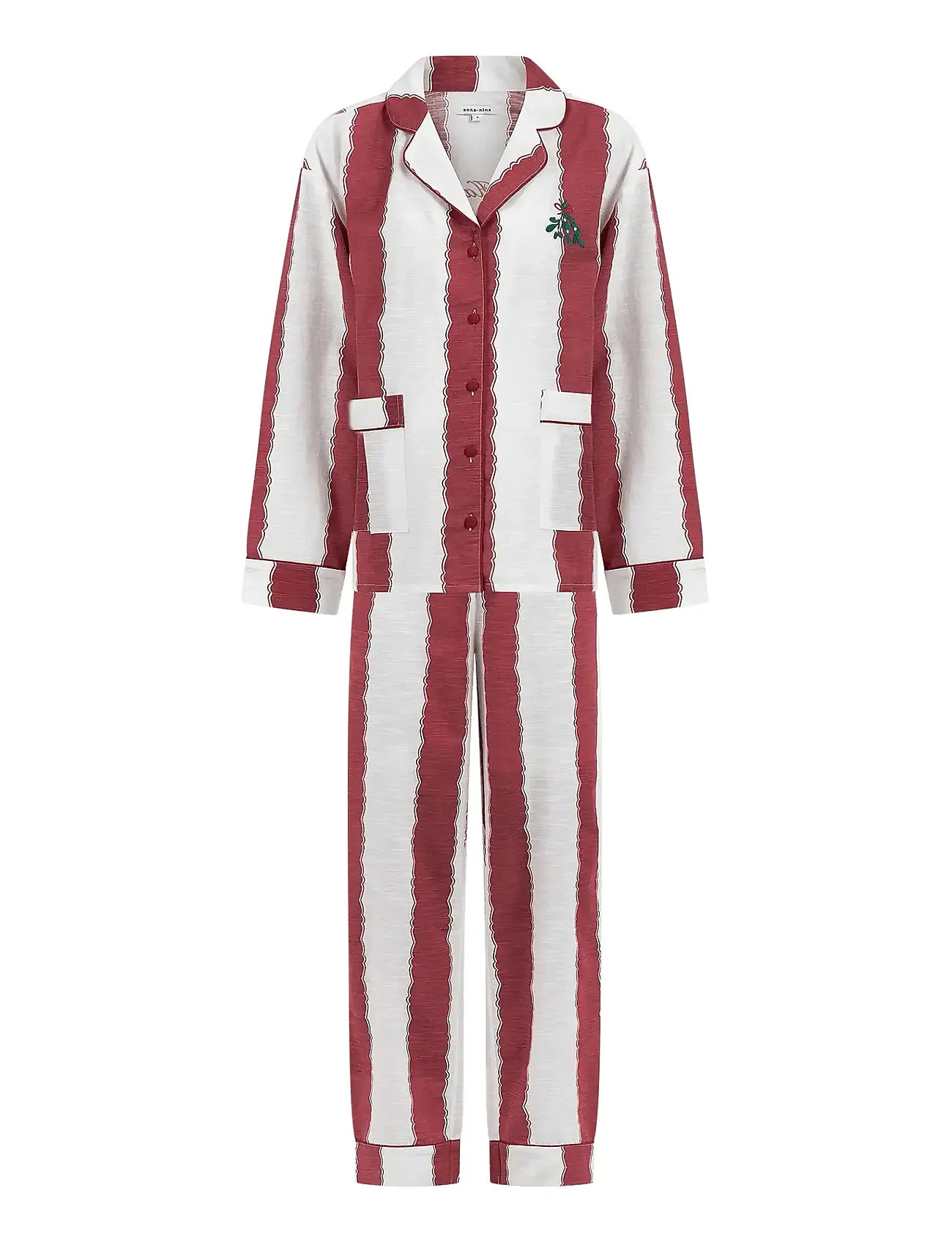 ANNA + NINA Merry Hangover Stripey Pyjama Rot - S - Damen