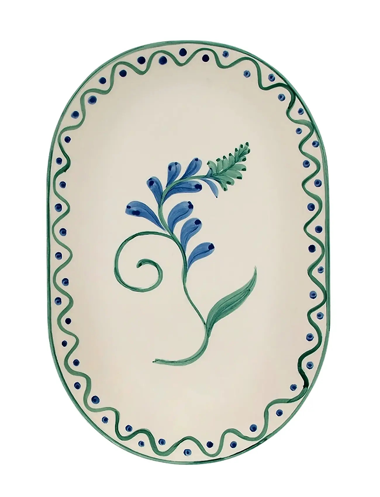 Anna + Nina Indigo Flora Serving Platter, One Size, Cream, Serveringsfade > Serveringsfade, Unisex