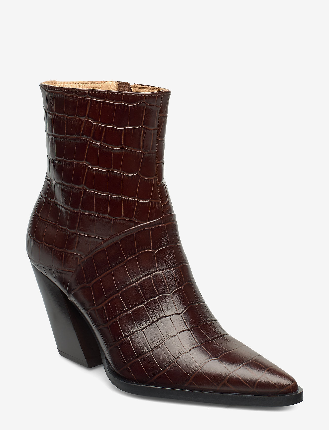 brown crocodile ankle boots