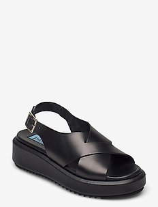 Chuncky sandal cross - flat sandals - black