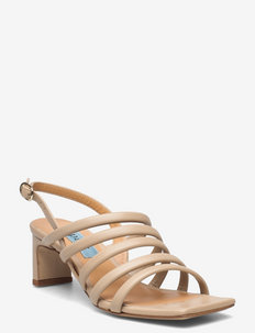 Multi string low straight heel - heeled sandals - 5881 nude