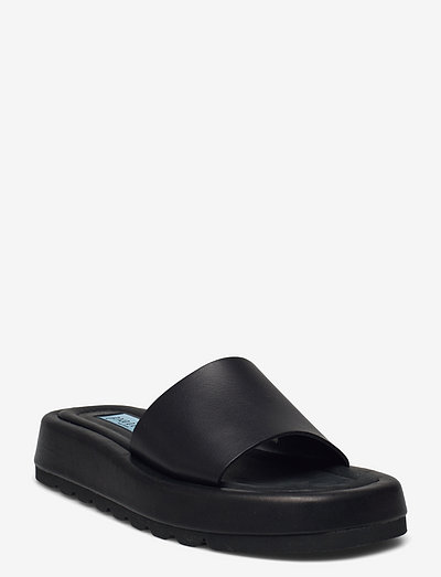 Simple square soft slip on - flat sandals - nero