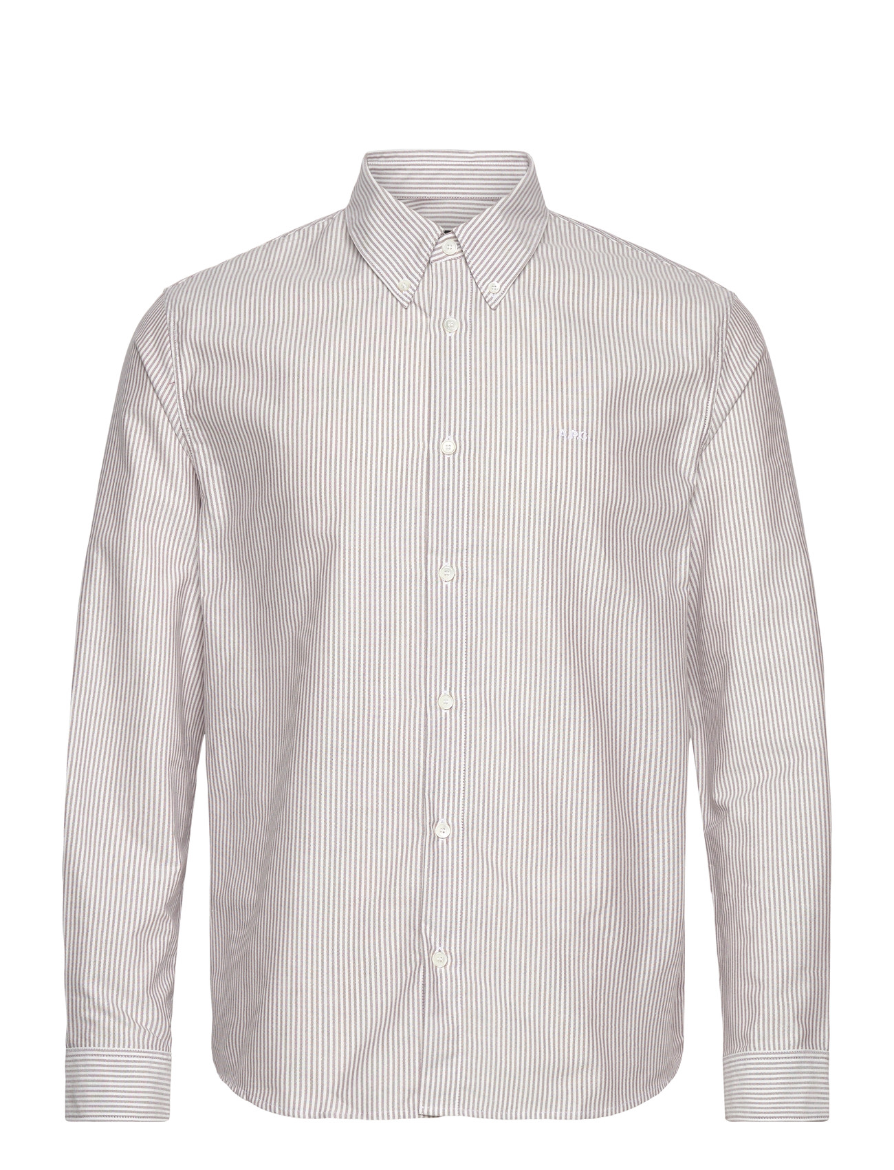 A.P.C. Shirt Greg Logo, L, White, Shirts > Striped Shirts, Herre