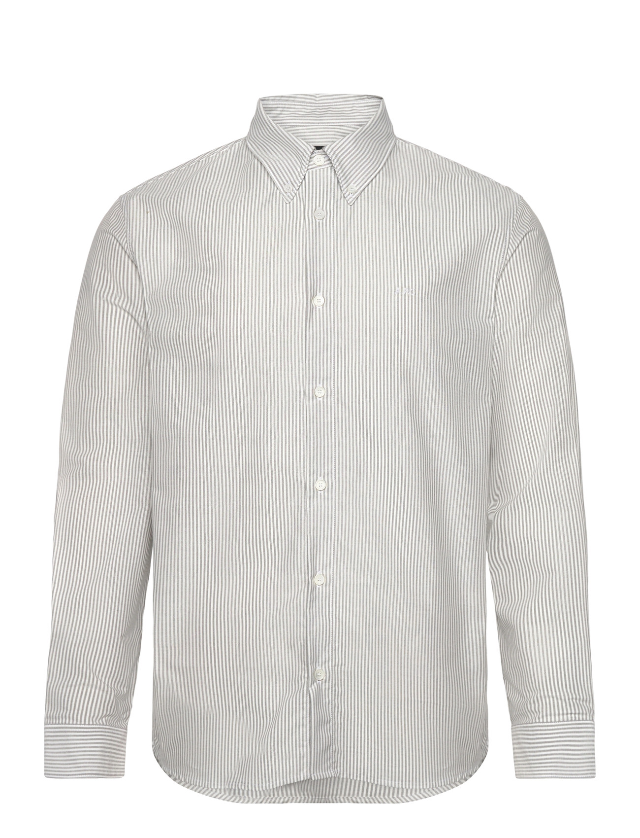 A.P.C. Shirt Greg Logo, L, Grey, Shirts > Striped Shirts, Herre