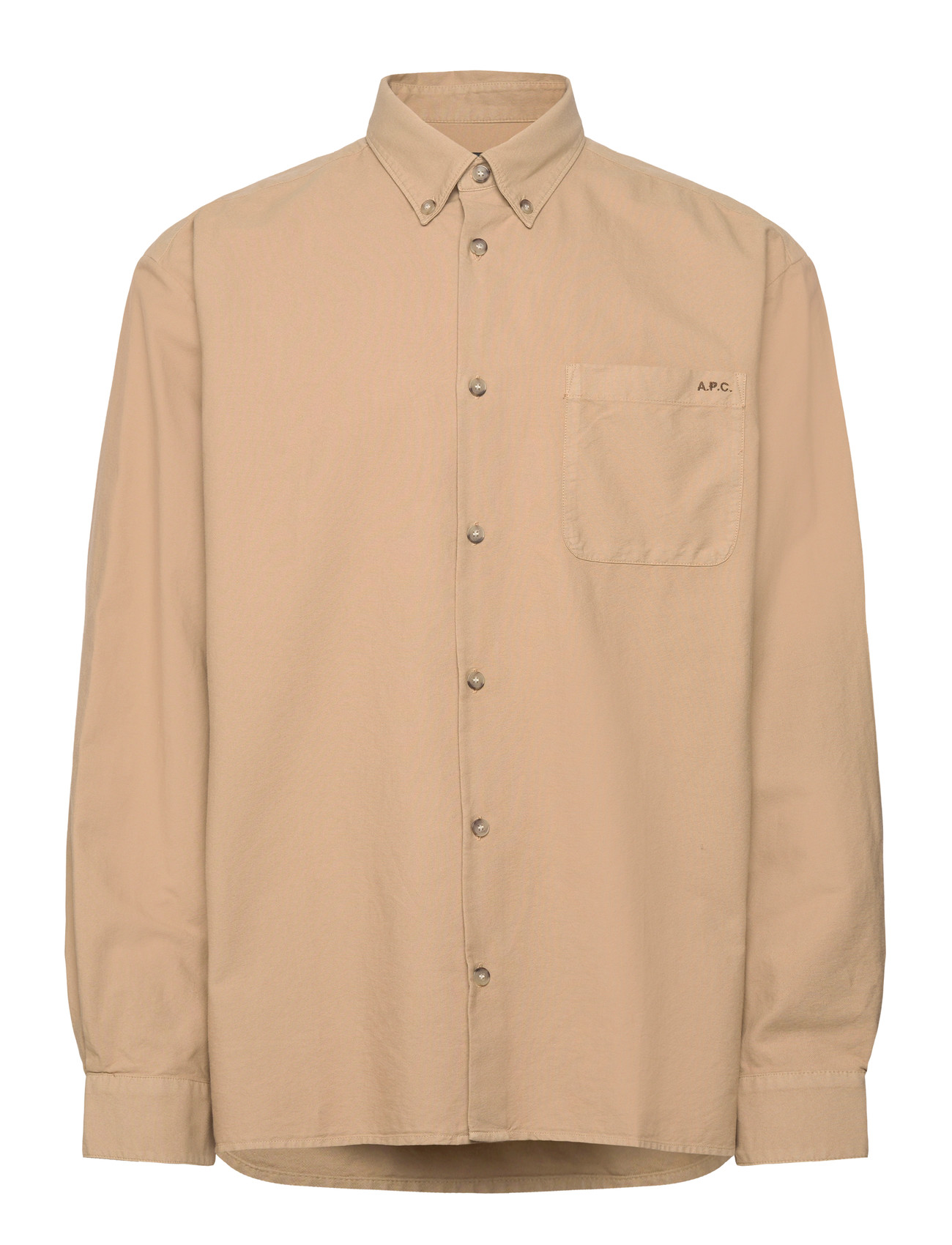 A.P.C. Shirt Mateo Logo, XL, Beige, Skjorter > Afslappet Shirts, Herre