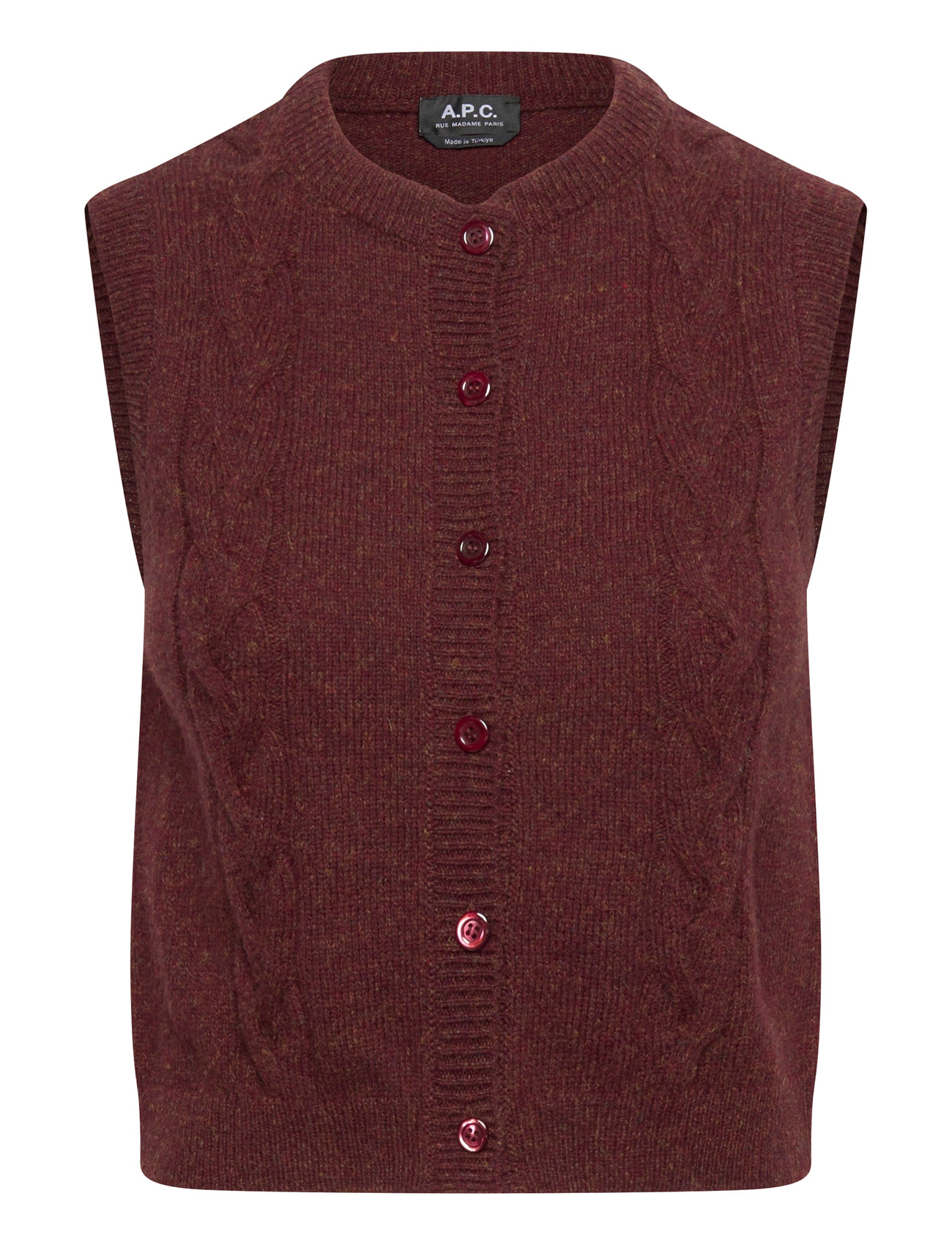 A.P.C. Alyson Vest, XL, Burgundy, Veste > Strikkede Veste, Dame