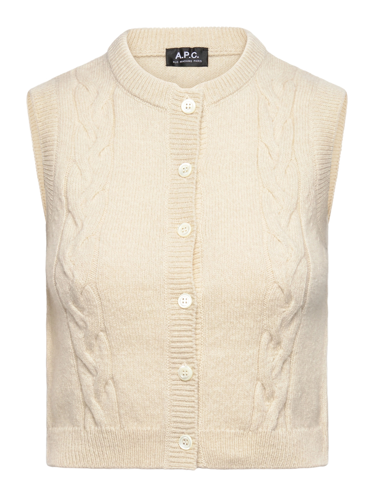 A.P.C. Alyson Vest, S, Cream, Veste > Strikkede Veste, Dame