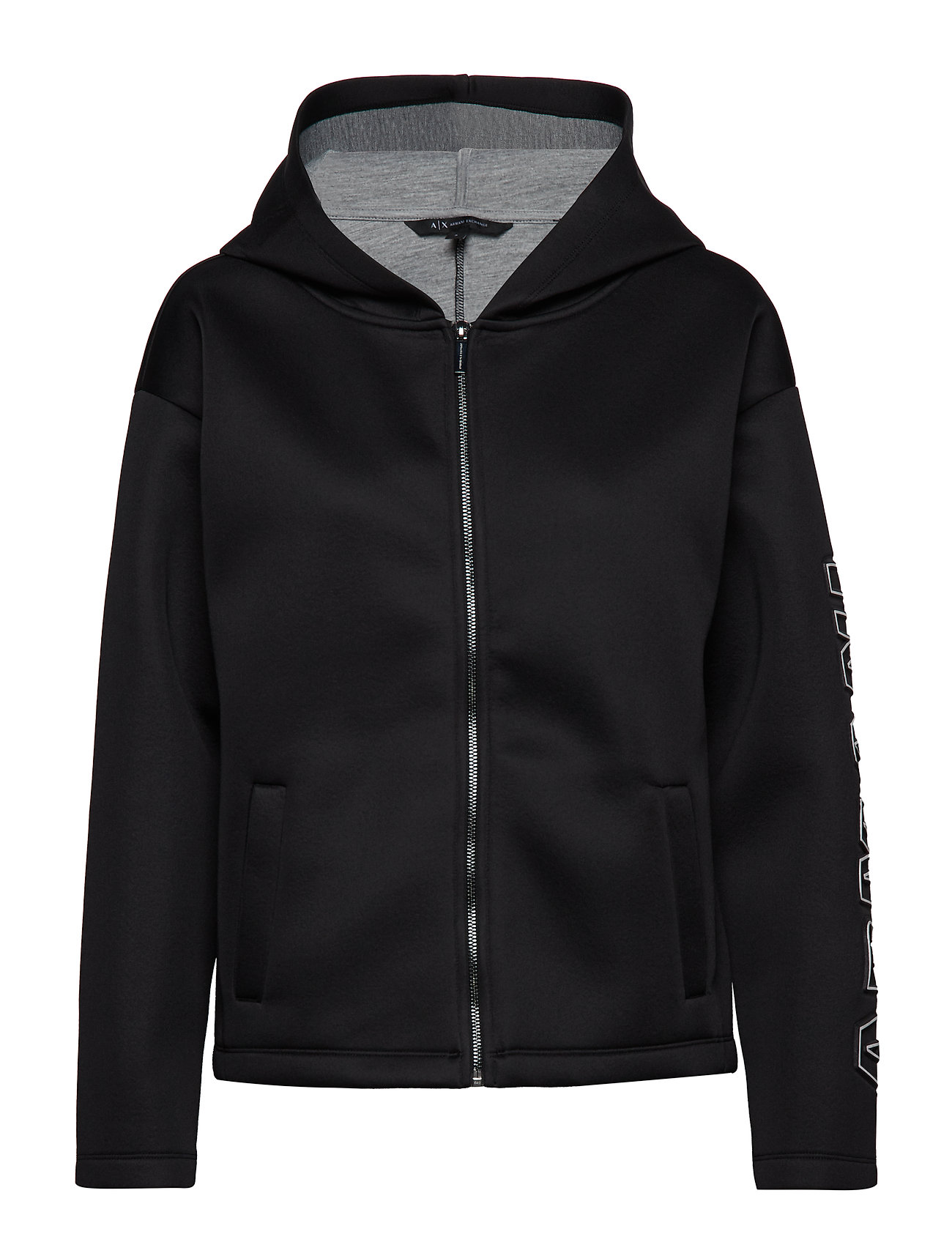 Woman Jersey Sweatshirt Hoodie Met Rits Zwart Armani Exchange armani exchange kopen in de aanbieding