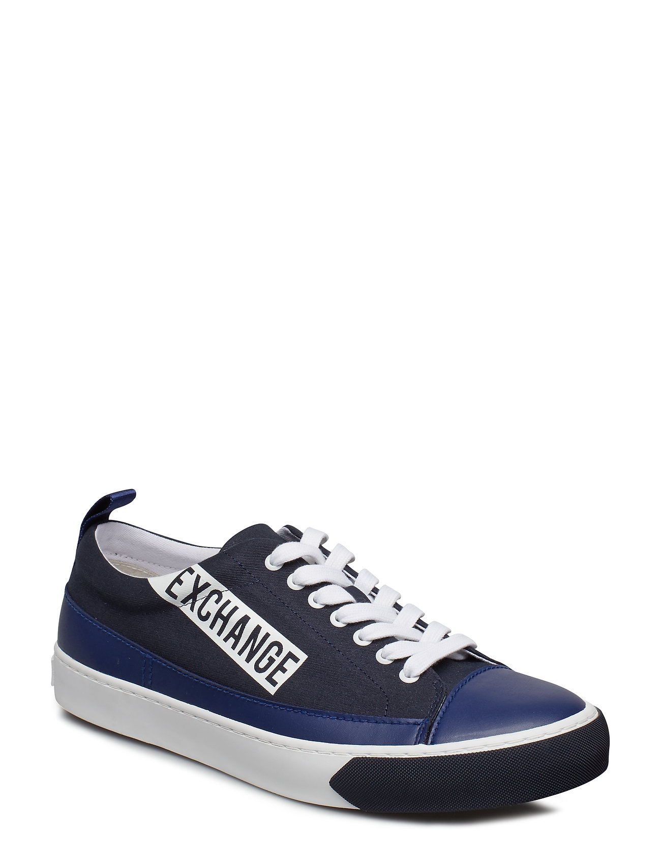 Man Leather Sneaker Lage Sneakers Blauw Armani Exchange armani exchange kopen in de aanbieding