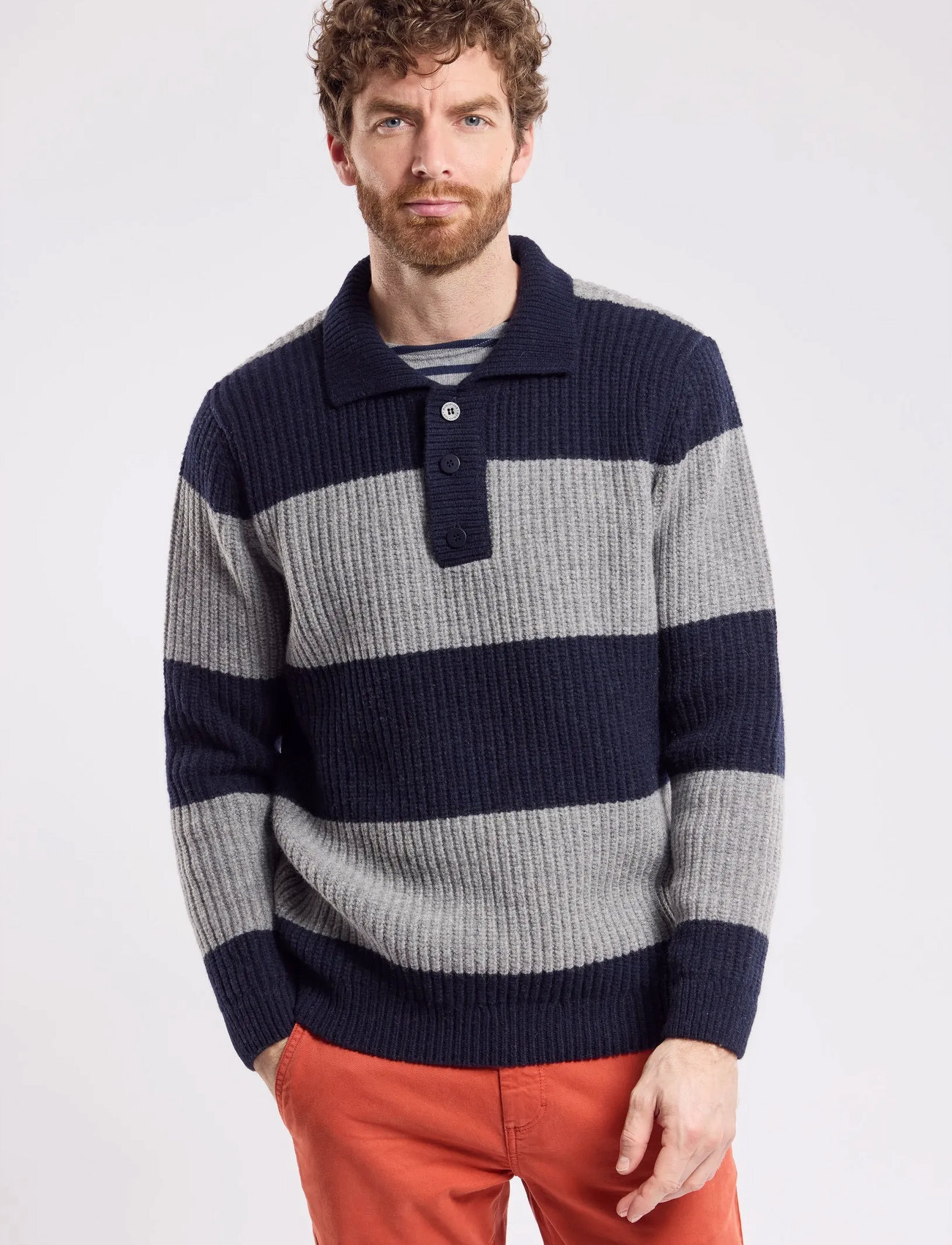 Armor Lux Sweater Polo Neck Héritage, S, Multi/patterned, Strik > Langærmede Strikkede Poloer, Herre