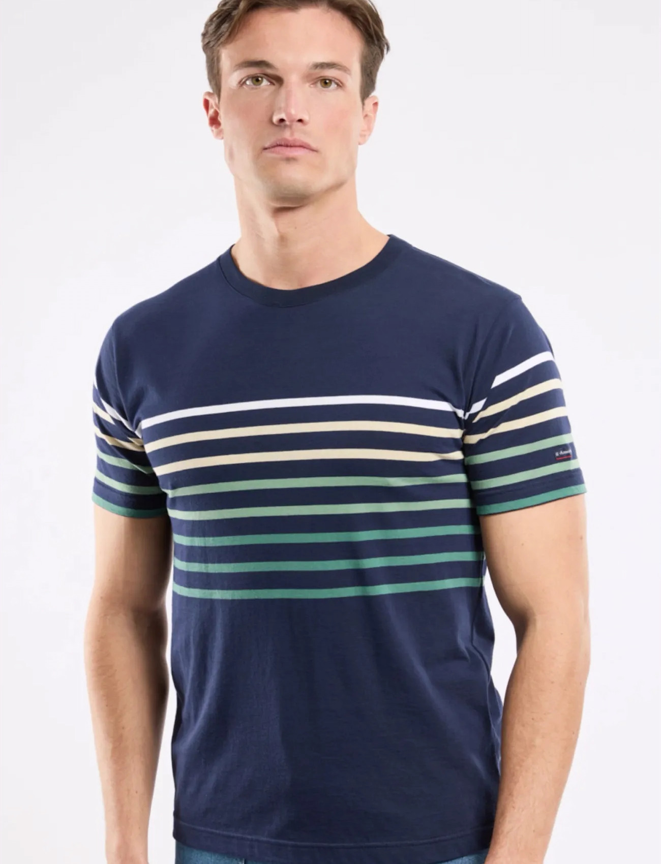 Armor Lux Placed Striped T-Shirt, M, Navy, T-Shirts > Kortærmede, Herre