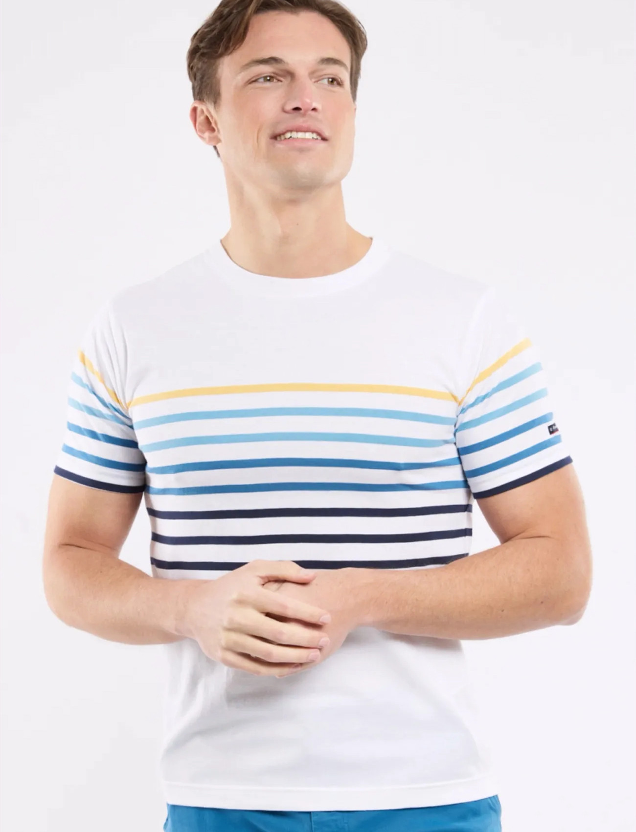 Armor Lux Placed Striped T-Shirt, S, White, T-Shirts > Kortærmede, Herre