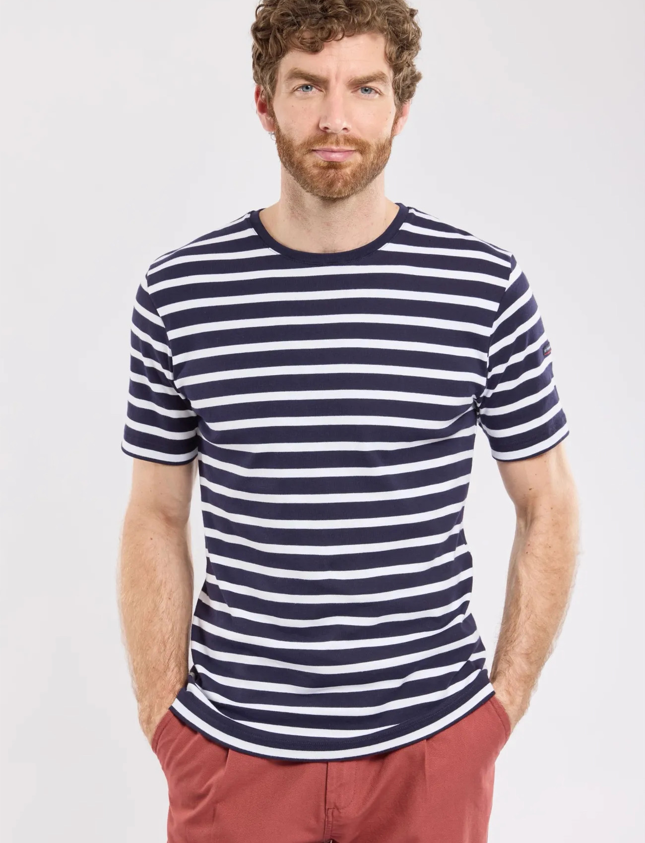 Armor Lux Morgat Men's Striped Shirt, XXL, Blue, T-Shirts > Kortærmede, Herre