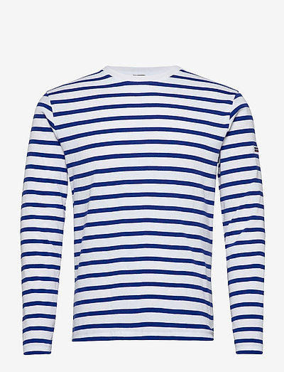 Striped Breton Shirt "Crozon" - t-krekli ar garām piedurknēm - white/ royal blue