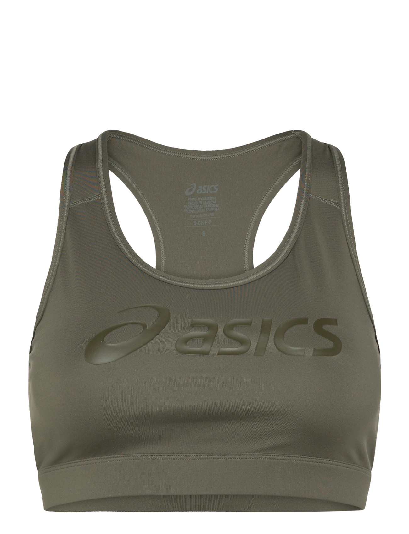 Asics Essential Asics Logo Padless Bra, L, Khaki green, Sport Clothing > Sport Bras - All, Dame