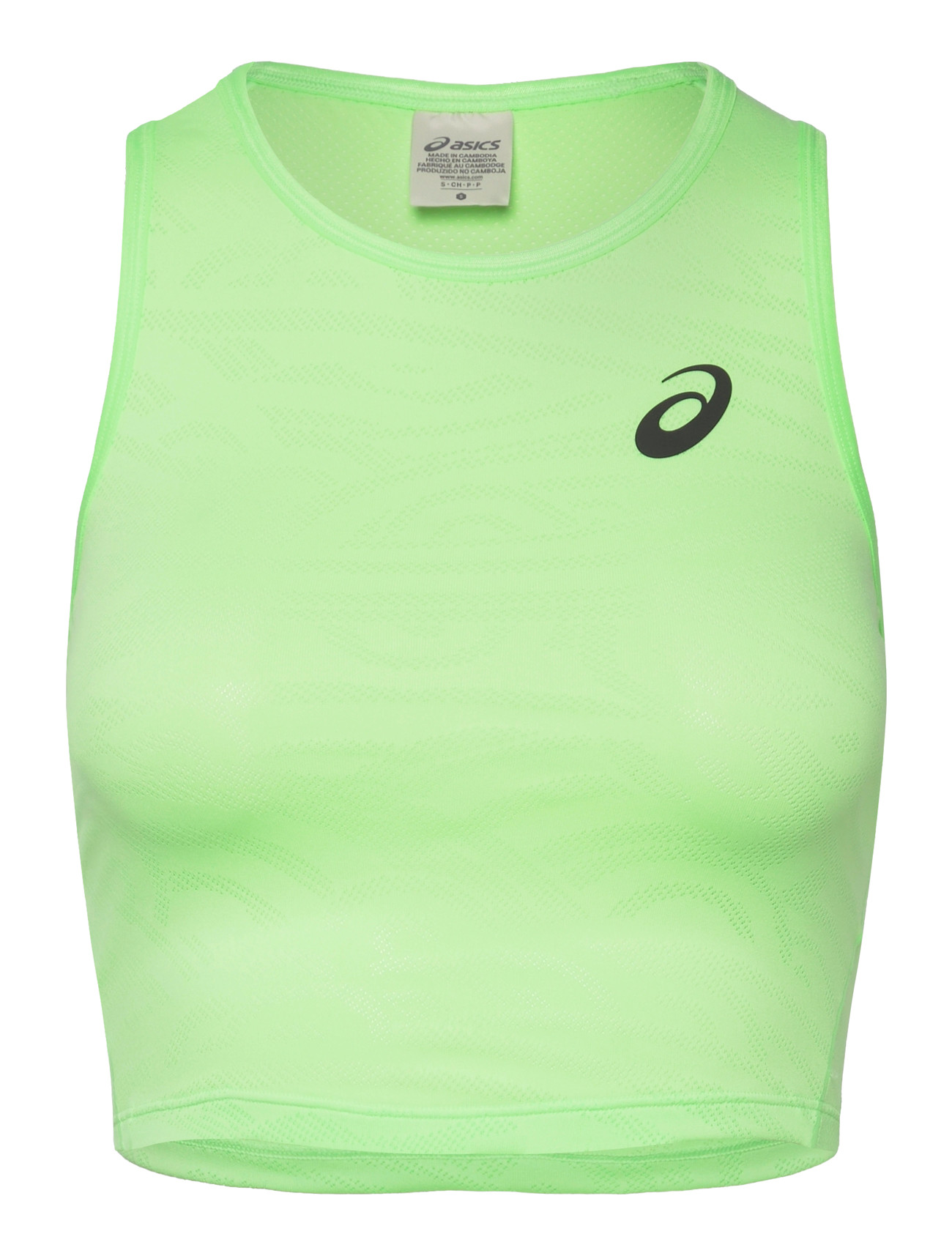 Asics Match Jacquard Crop Top, L, Green, Sport Crop Overdele > Sport Sleeveless Crop Overdele, Dame