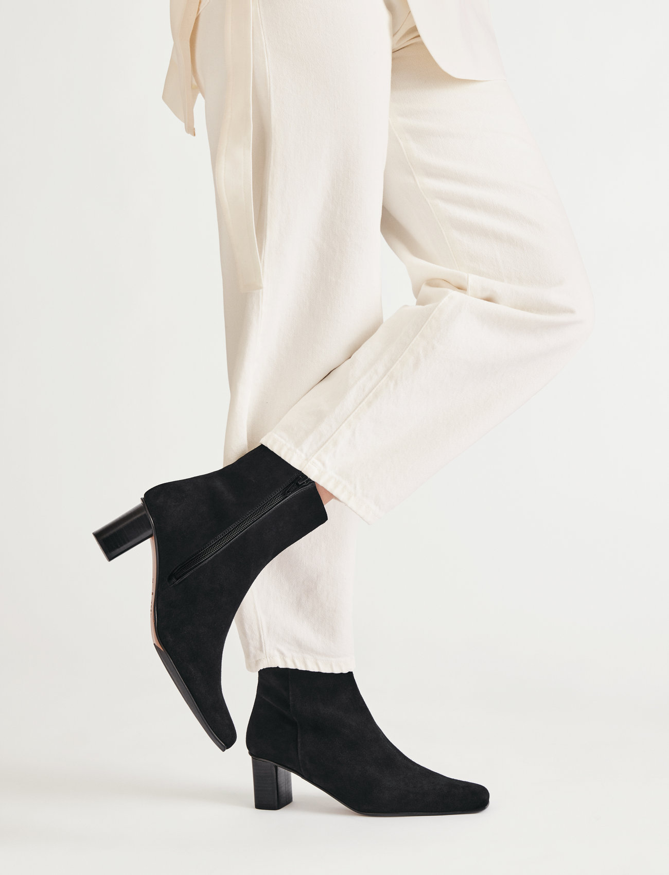 Black suede heeled outlet ankle boots