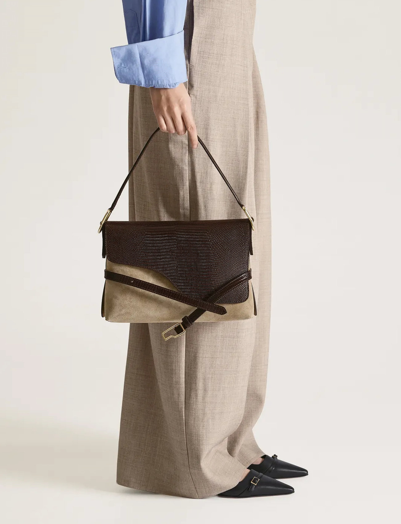 ATP Atelier Lierna Avena/Walnut Suede/Printed Lizard, One Size, Brown, Tasker > Små Skuldertasker-Crossbody-Tasker, Dame