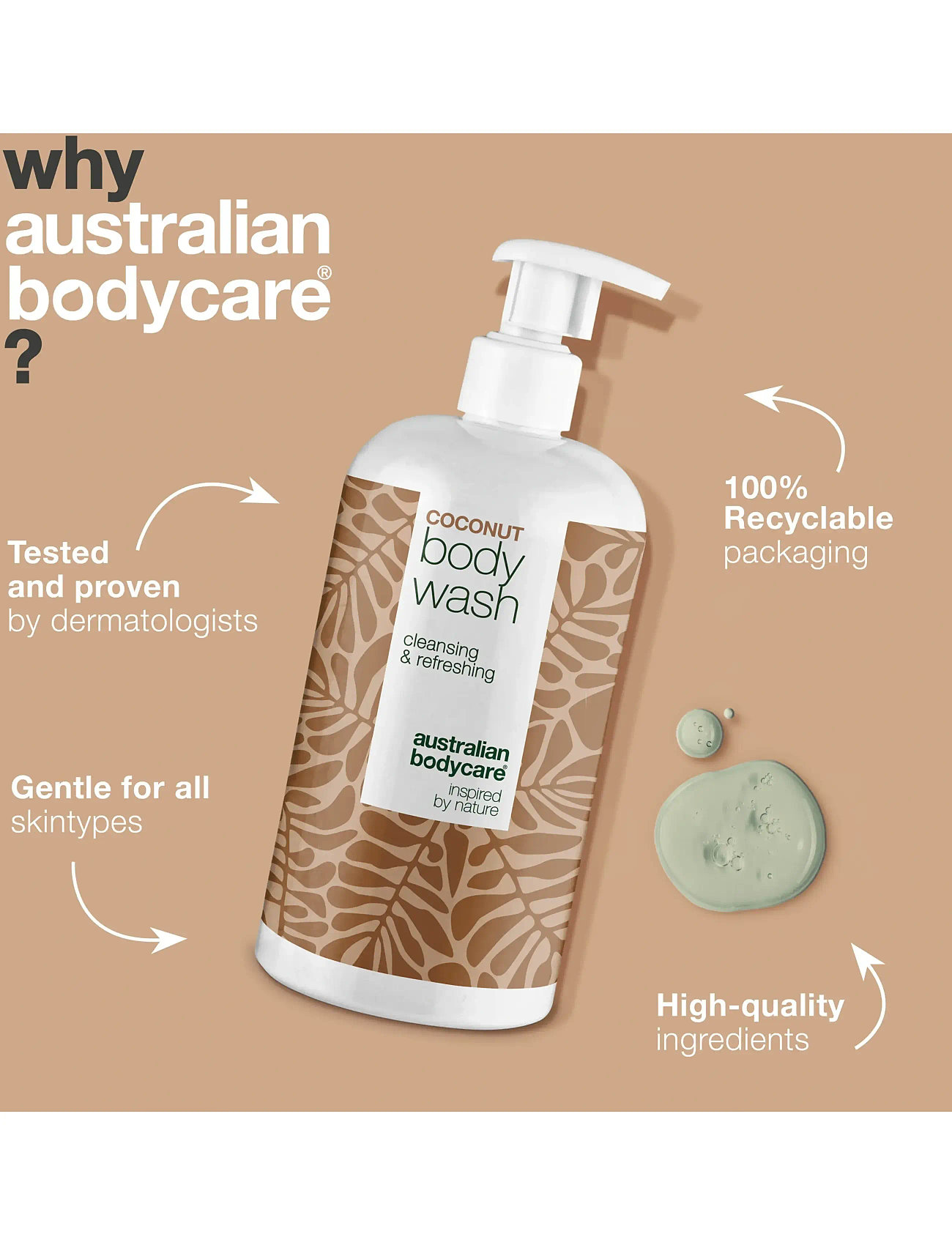 Australian Bodycare Coconut Body Wash - 500 ml, 500 ml, Nude, Krop > Bad Og Brusebad, Dame