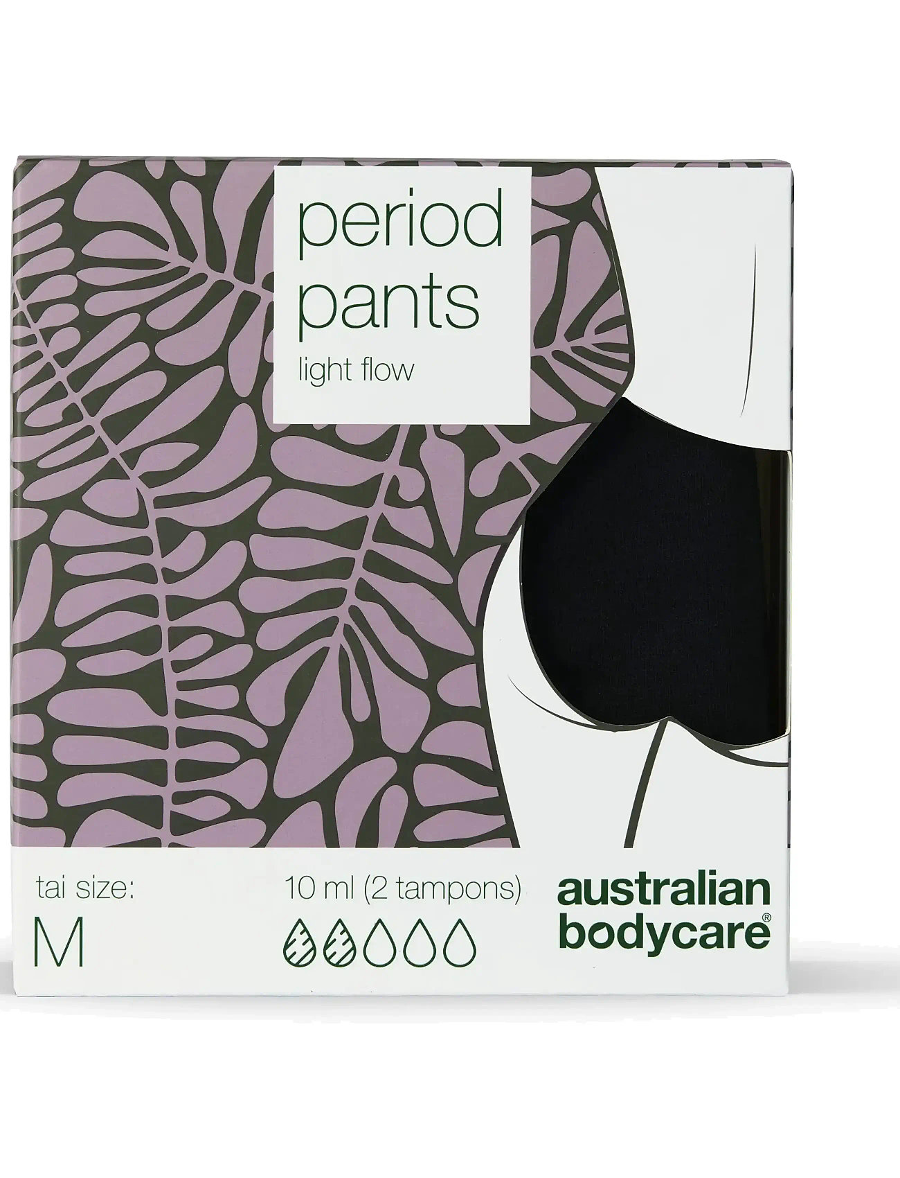 Australian Bodycare Period Pants Midi Light Flow, M, Black, Trusser > Periodiske Trusser, Dame