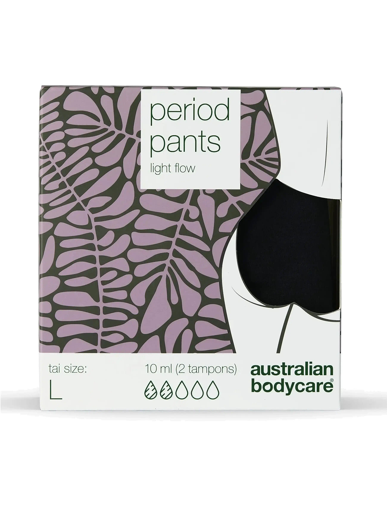 Australian Bodycare Period Pants Midi Light Flow, L, Black, Trusser > Periodiske Trusser, Dame