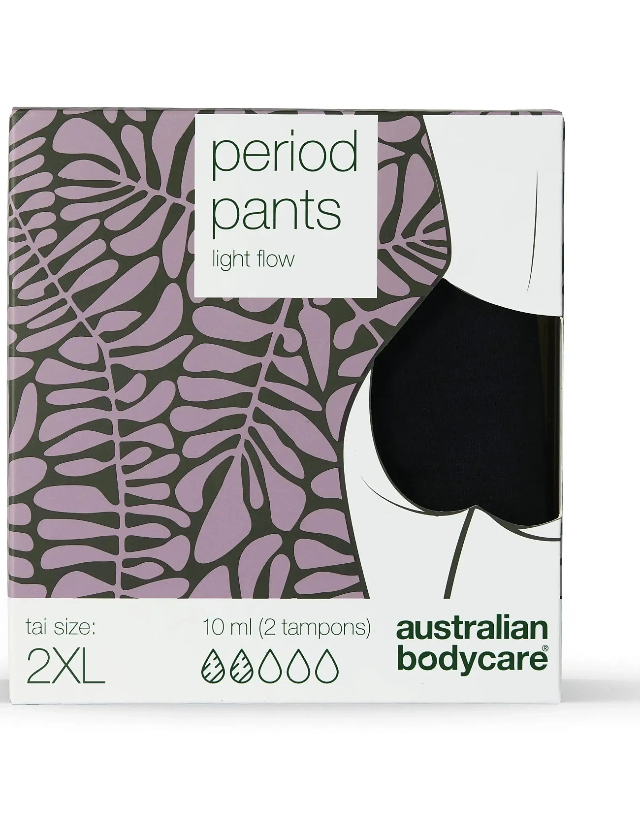 Australian Bodycare Period Pants Midi Light Flow, XXL, Black, Trusser > Periodiske Trusser, Dame