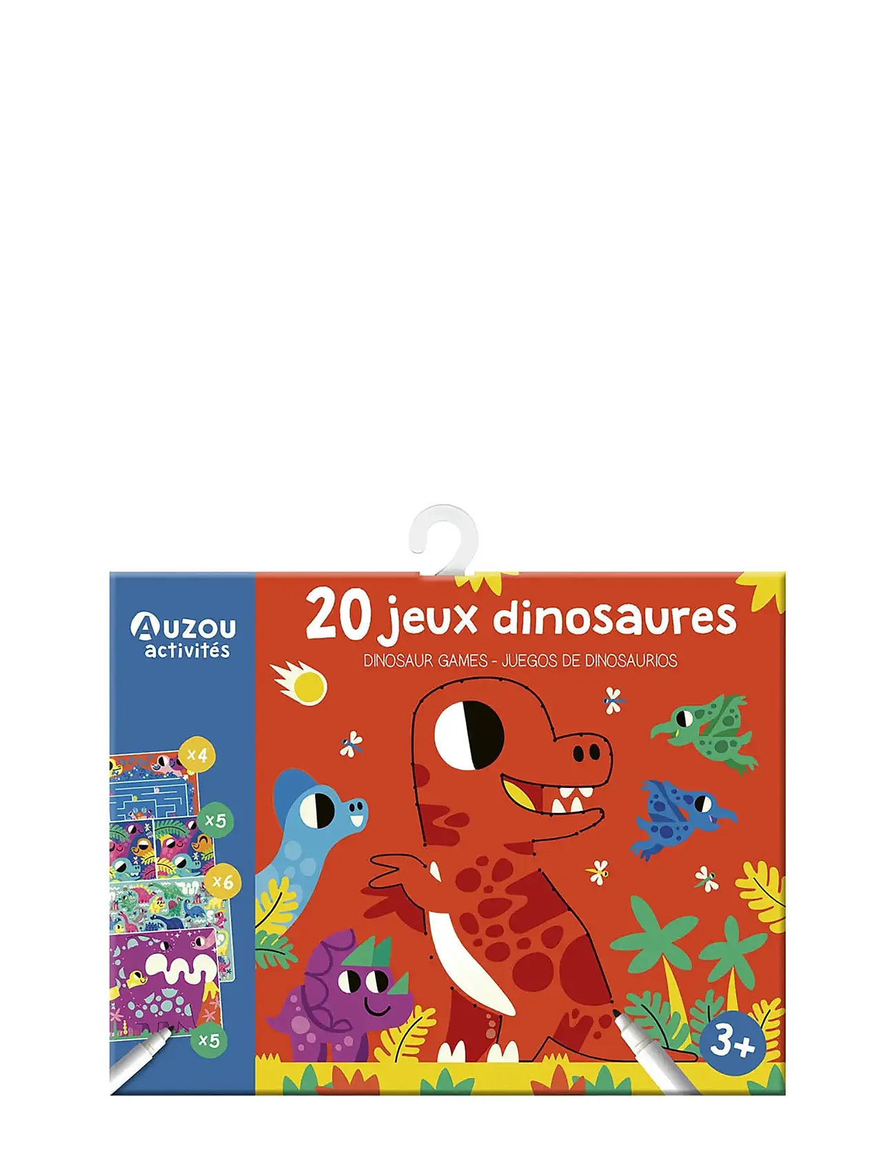 Auzou Activity Cards - 20 Dinosaur Games, One Size, Red, Spil > Brætspil, Børn