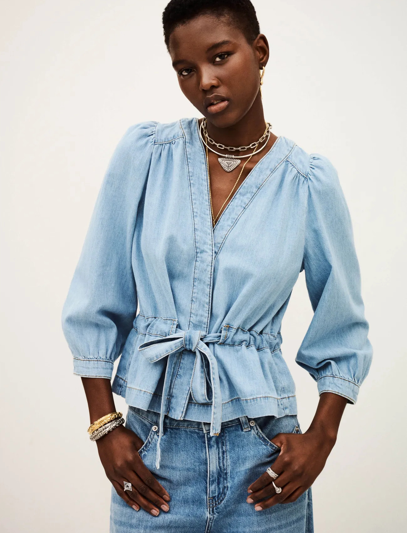 ba&sh Top Lavina, 36, Blue, Bluser > Langærmede, Dame