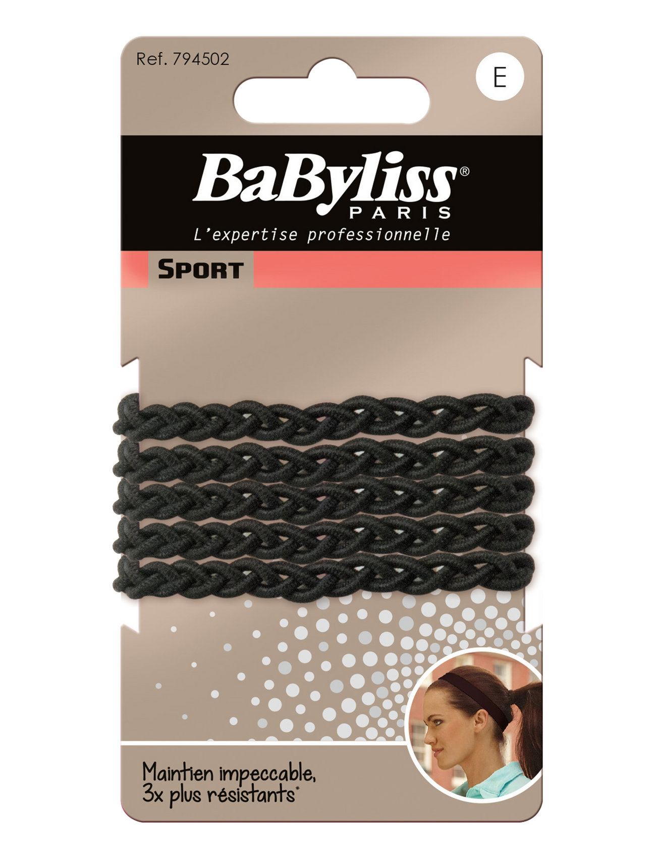 794502 6Pk Braided No Damage Elastics Accessories Hair Accessories Scrunchies Black Babyliss Paris