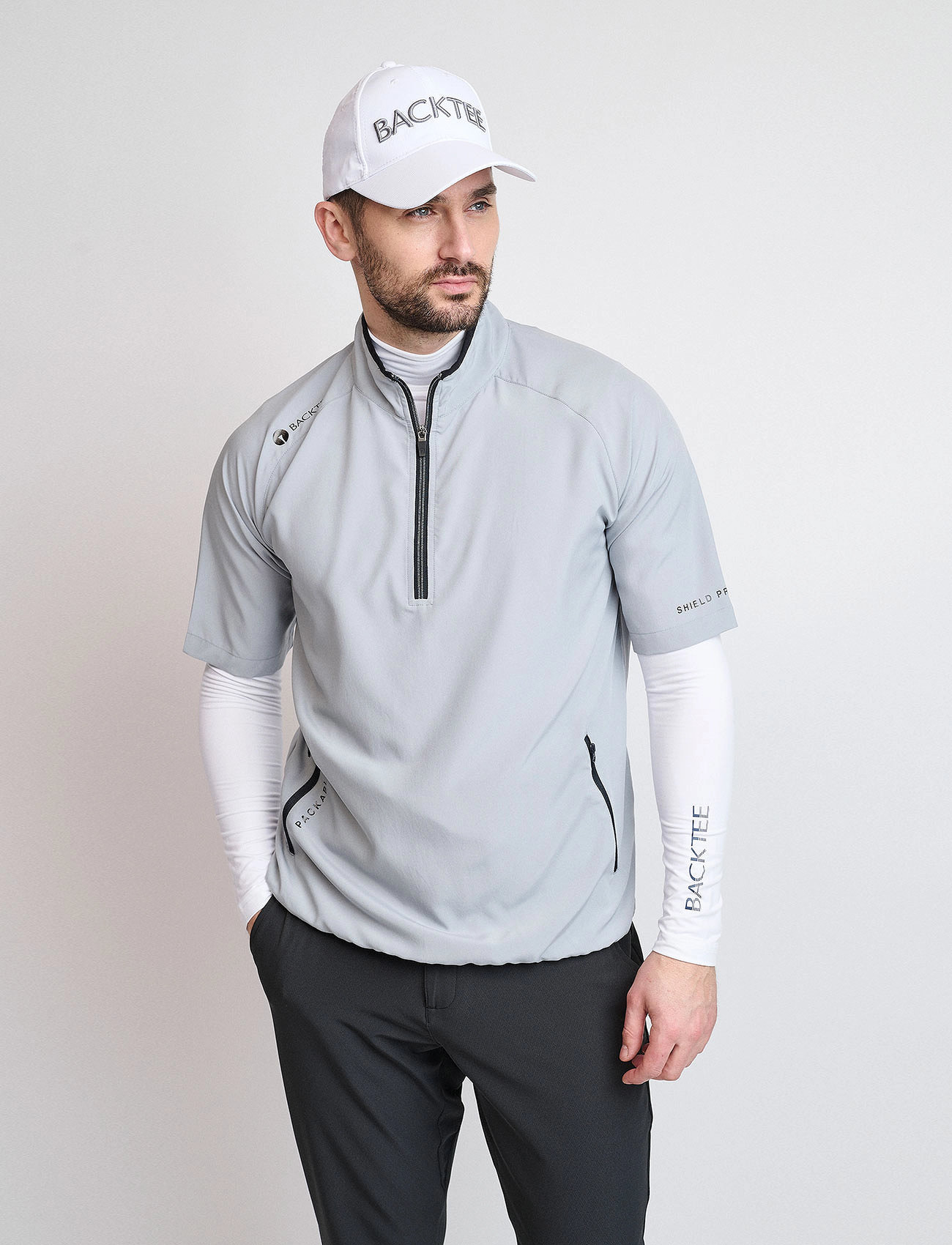 BACKTEE Mens 80 G Short Sleeve Packable Shield, M, Grey, Sport Overdele > Sport T-shirts, Herre