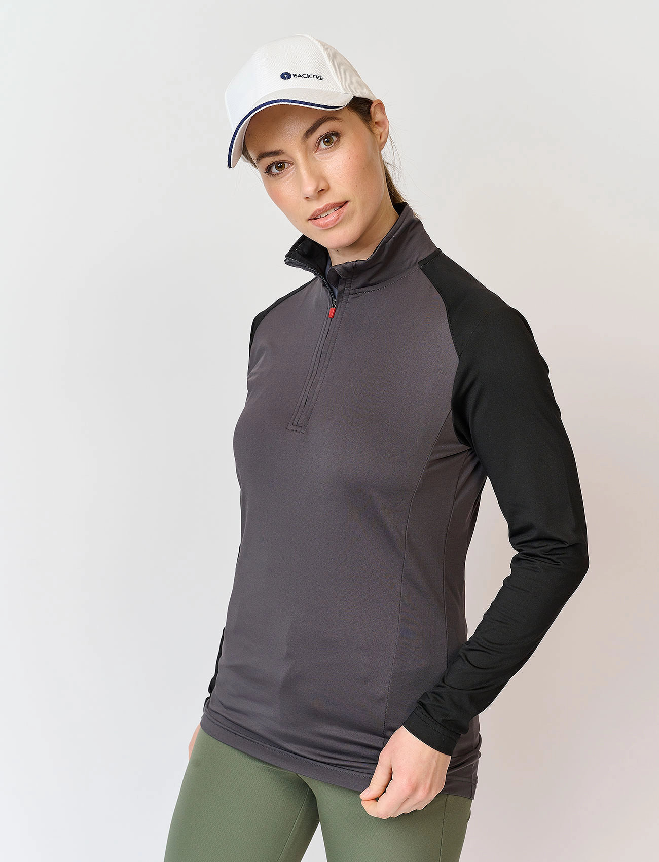 BACKTEE Ladies Zipneck Baselayer, S, Grey, Sport Base Layers > Sport Base Layer Overdele, Dame