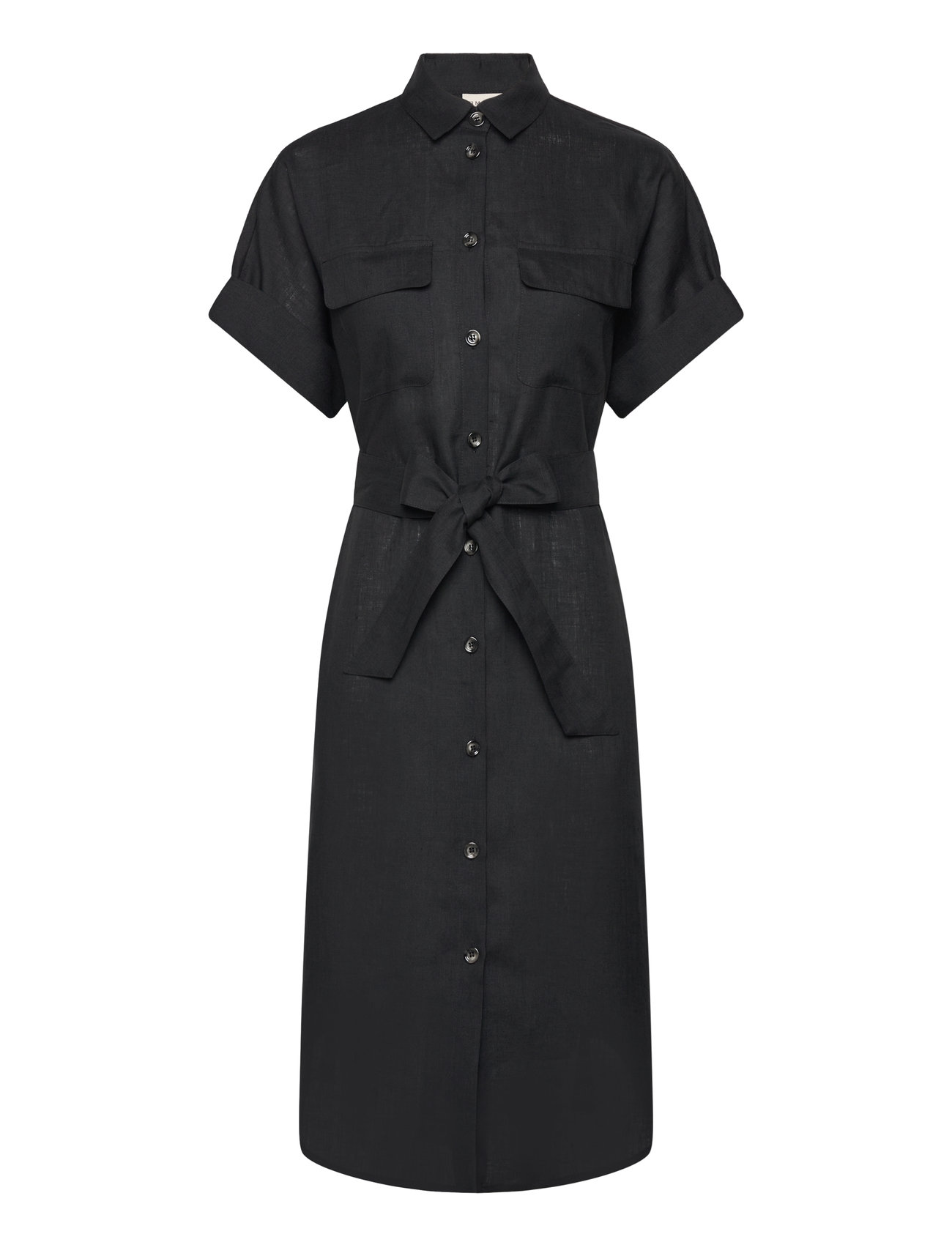 Sahara Linen Shirt Dress Black Balmuir