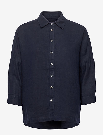 Lila linen shirt - denim shirts - horizonal blue