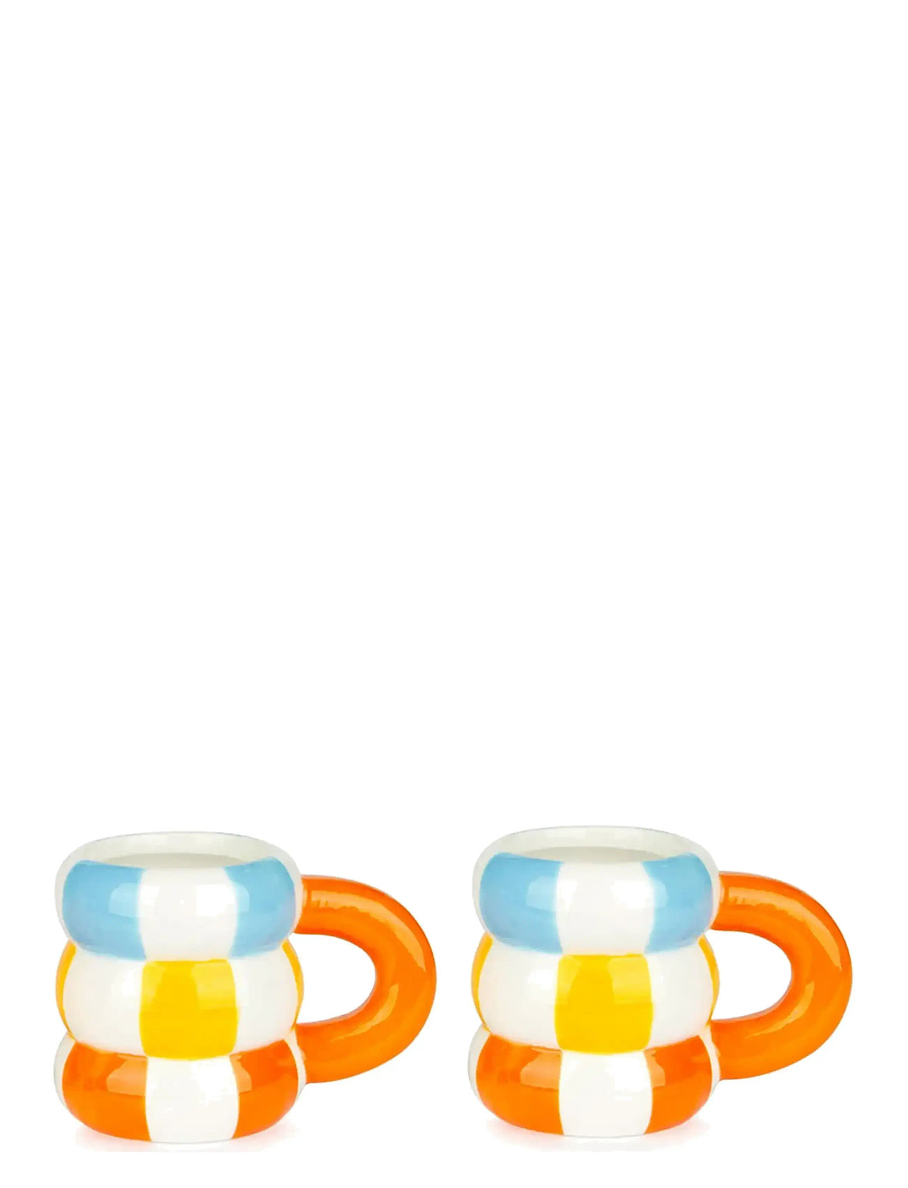 BALVI Sæt Med 2 Keramiske Kaffekopper Flyder, Orange Patterned - 7.5 CL - Unisex