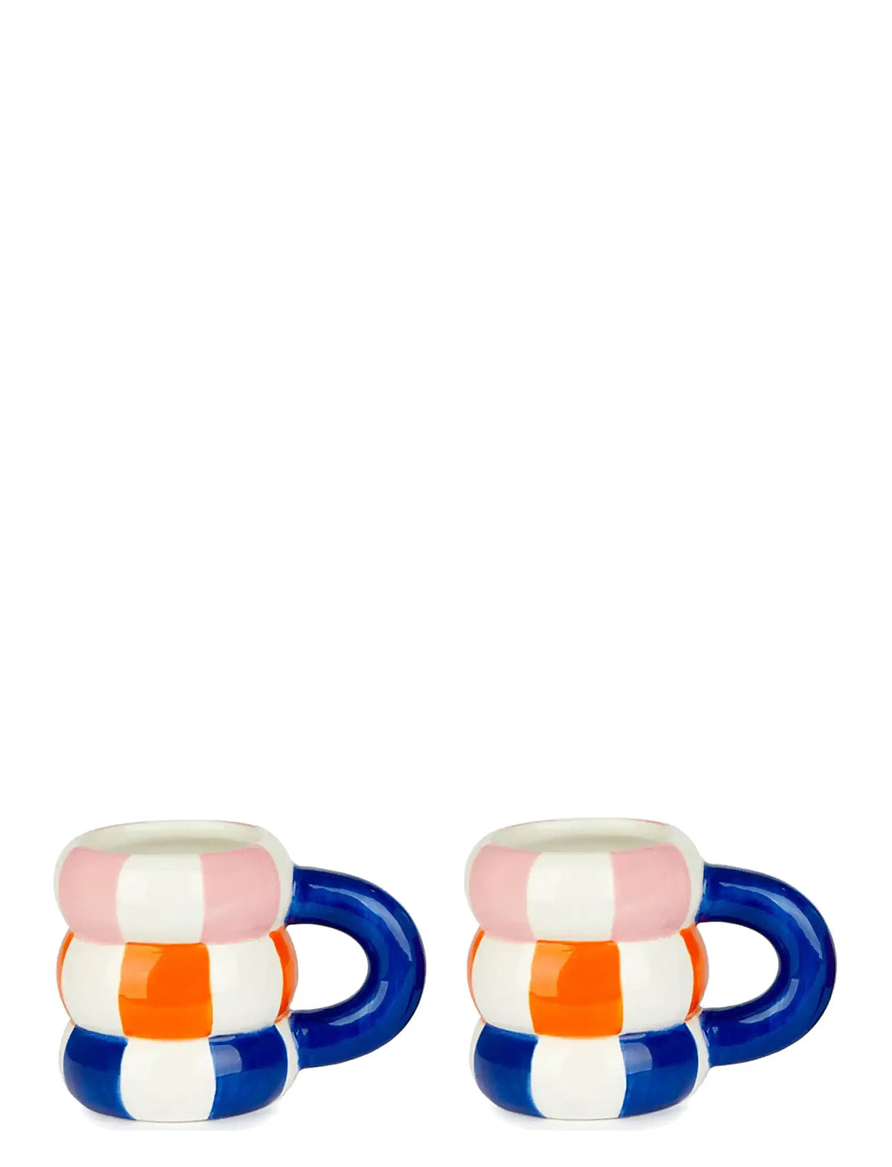 BALVI Sæt Med 2 Keramiske Kaffekopper Flyder, Blå Patterned - 7.5 CL - Unisex