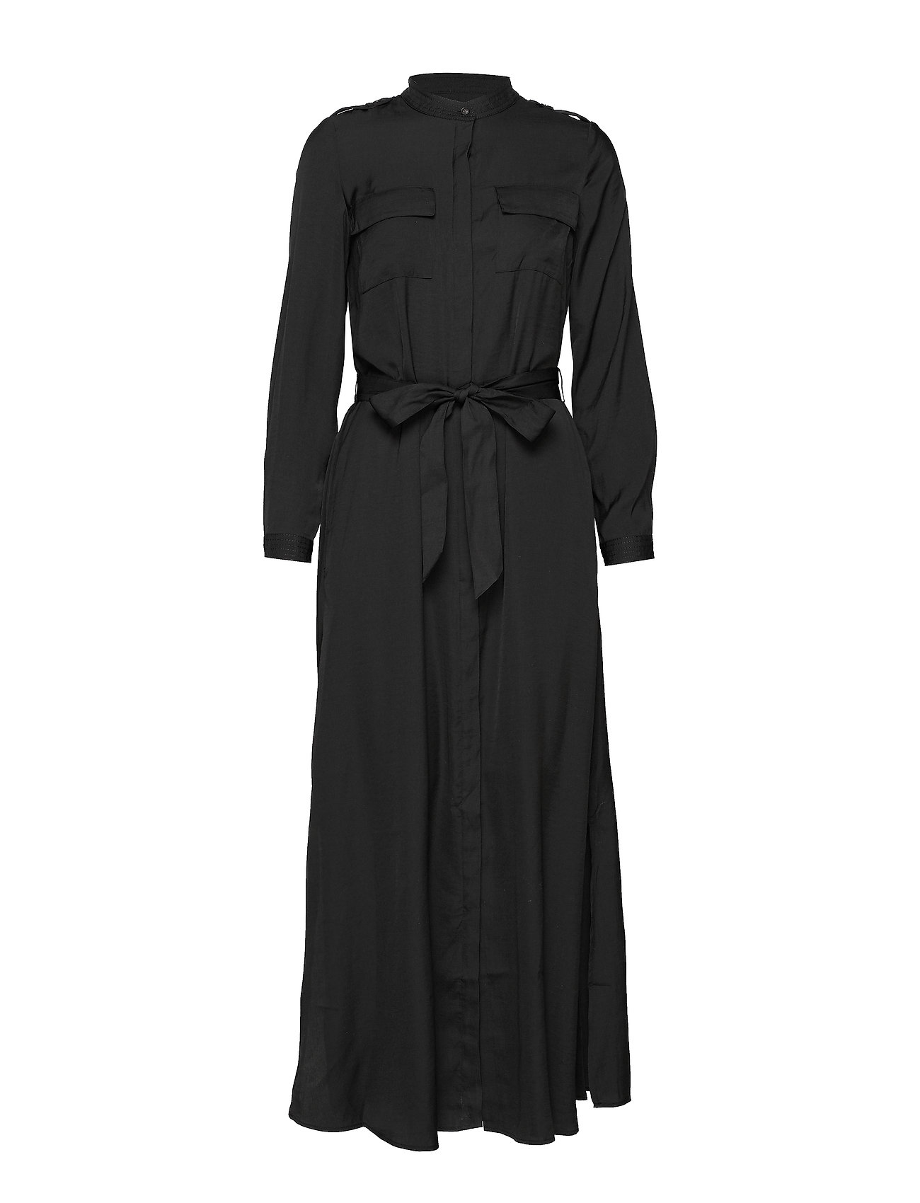 black maxi shirt dress
