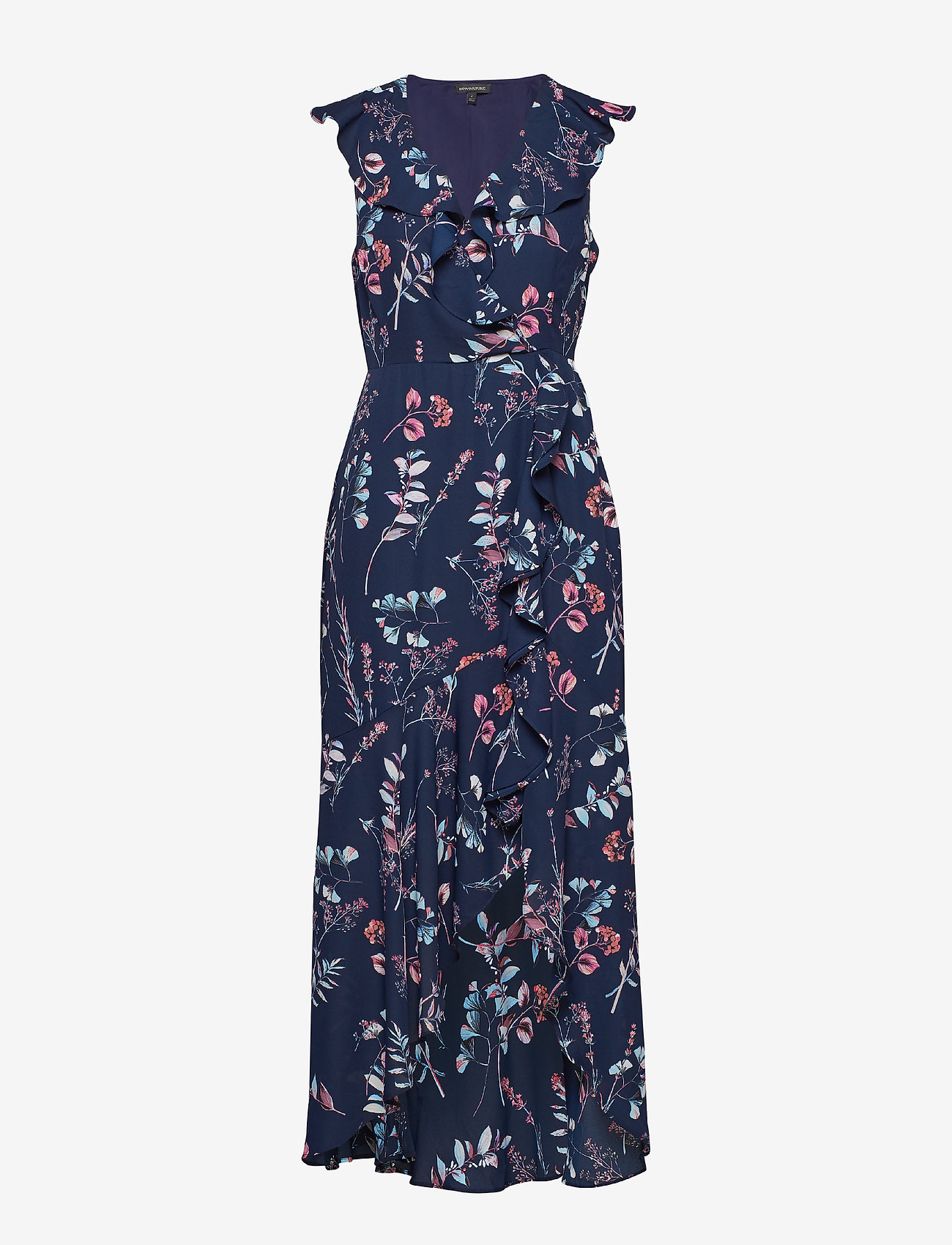 Floral Ruffle Wrap Maxi Dress Preppy Navy 27160 Kr Banana Republic 3424