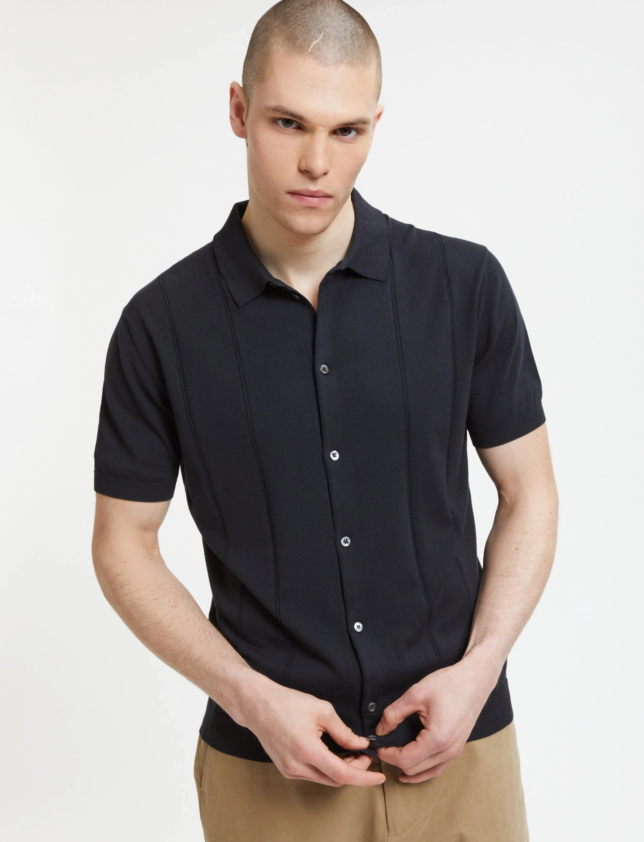 Baracuta Horatio Knit Polo, L, Black, Poloer > Kortærmede, Herre