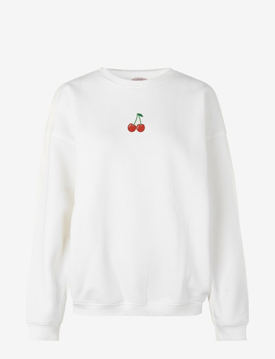 Pullover ls - sportiska stila džemperi - white w/ cherry print