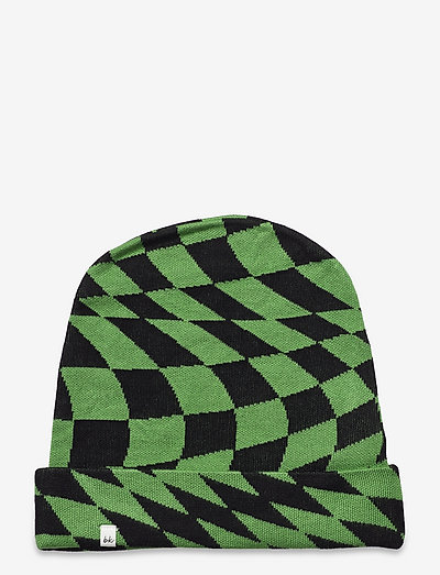 Hat - Check Print - adītas cepures - green friend check print