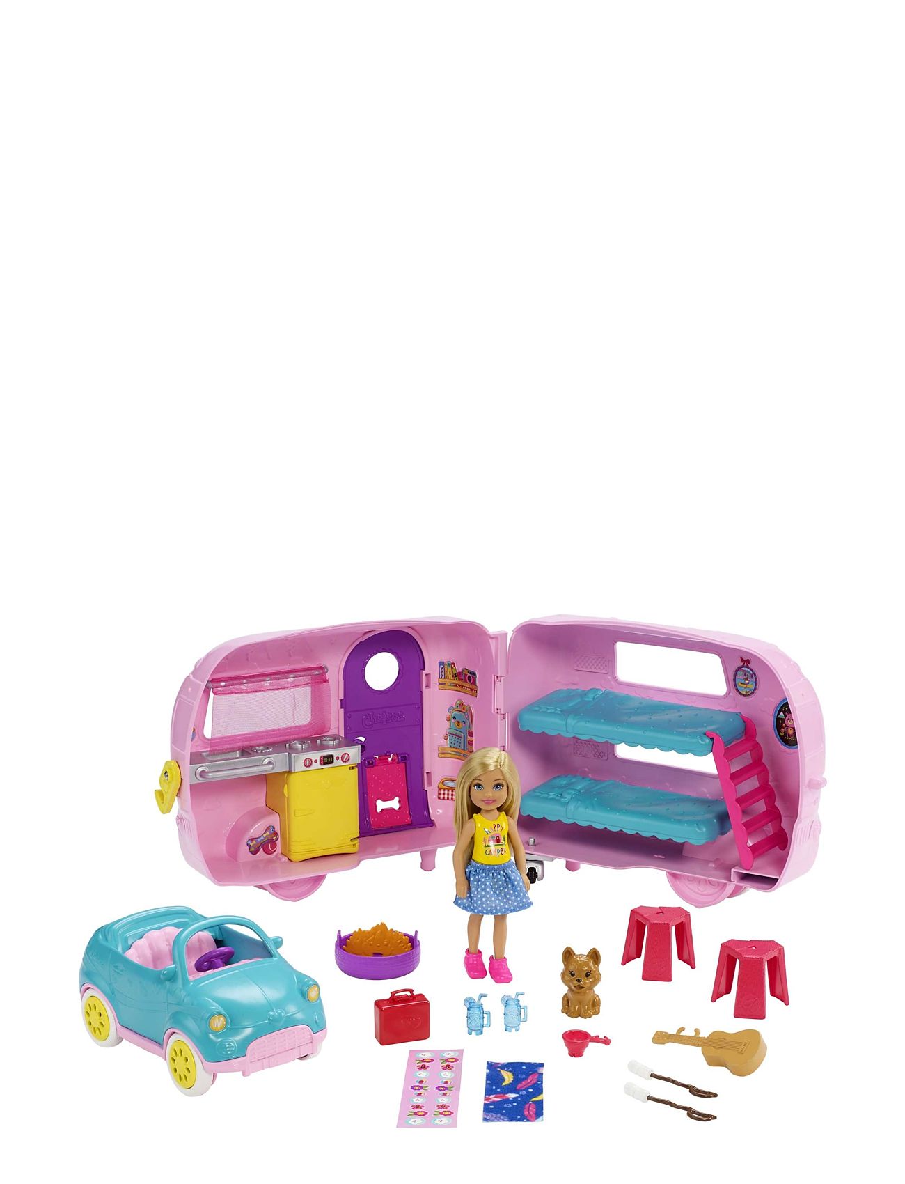 Chelsea Toys, Camper Playset With Doll, Toy Car And Accessories Toys Playsets & Action Figures Play Sets Multi/patterned Barbie