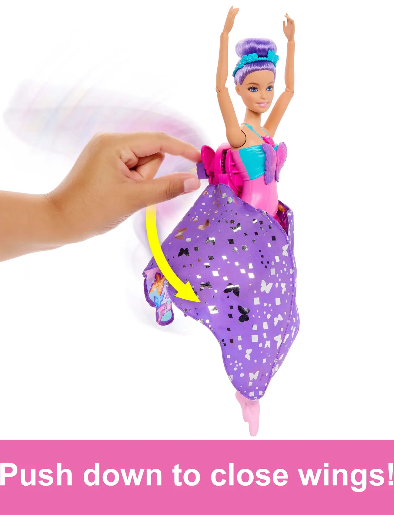 Barbie Dance And Flutter Doll With 2-In-1 Transformation From Dancer To Butterfly, Purple Hair, One Size, Multi/patterned, Dukker Og Tilbehør > Dukker