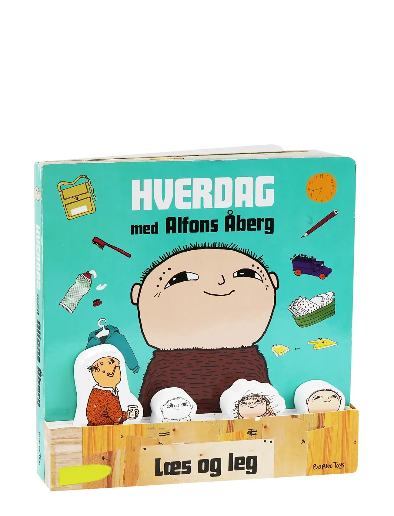 BARBO Spielzeug Alfons Åberg - Book With 4 Wooden Figures - (Dk) - Læs Og Lær Patterned - One Size - Kinder