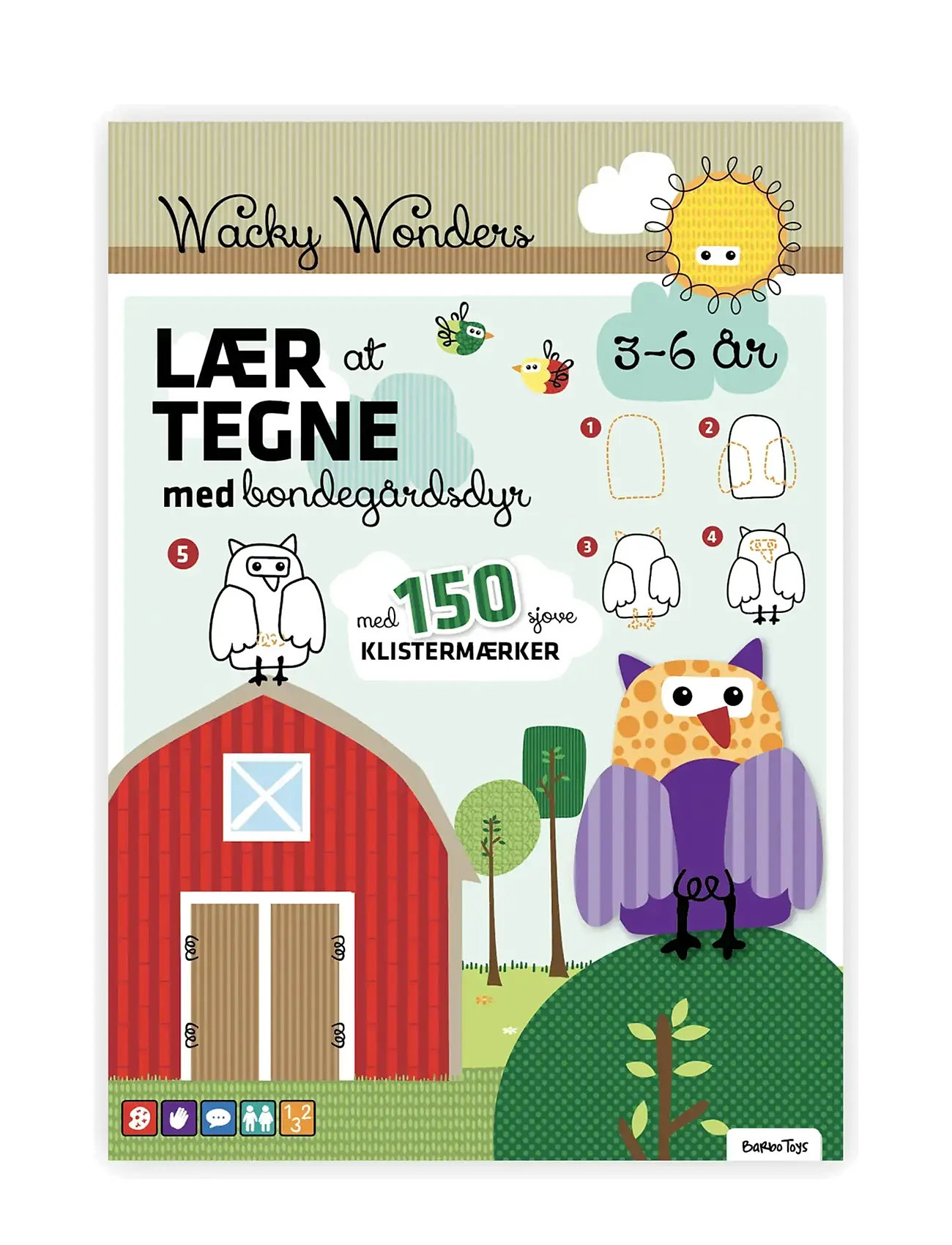 BARBO Spielzeug Aktivitetsbog - Lær At Tegne Med Wacky Wonders Bondegårdsdyr (Dk) Patterned - One Size - Kinder