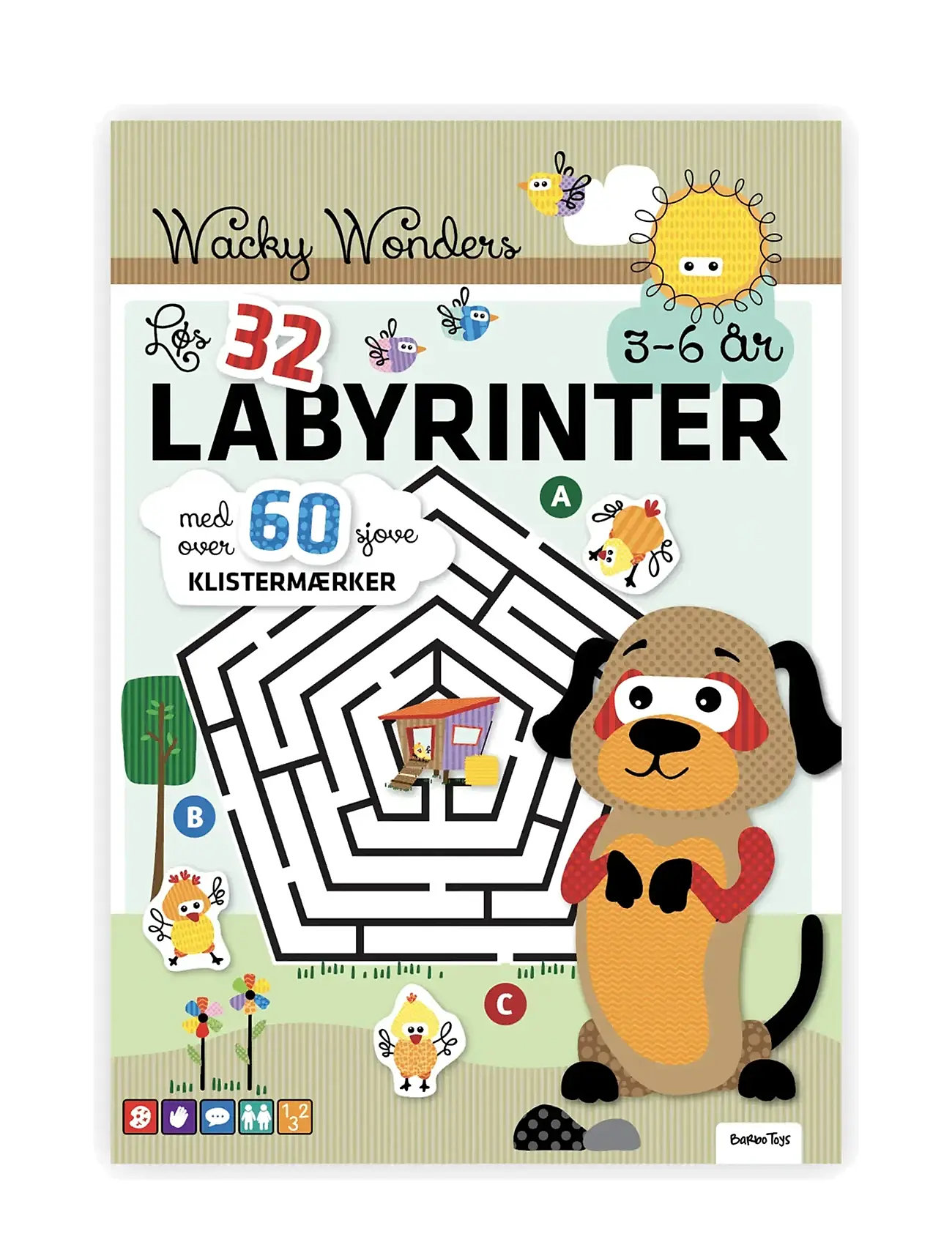 BARBO Spielzeug Aktivitetsbog - Labyrinter Med Wacky Wonders Bondegårdsdyr (Dk) Patterned - One Size - Kinder