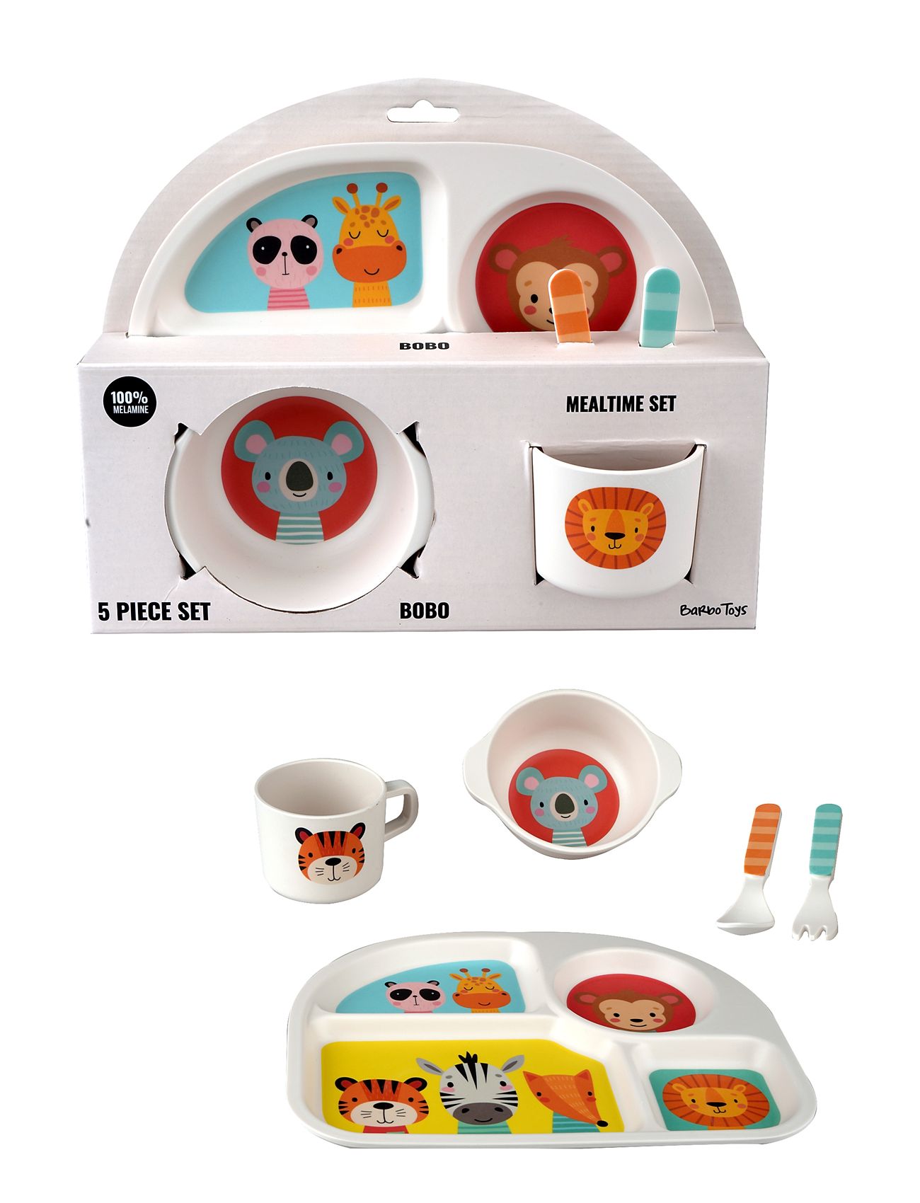 Safari Friends 5 Pcs Colourful Mealtime Set Patterned Barbo Toys