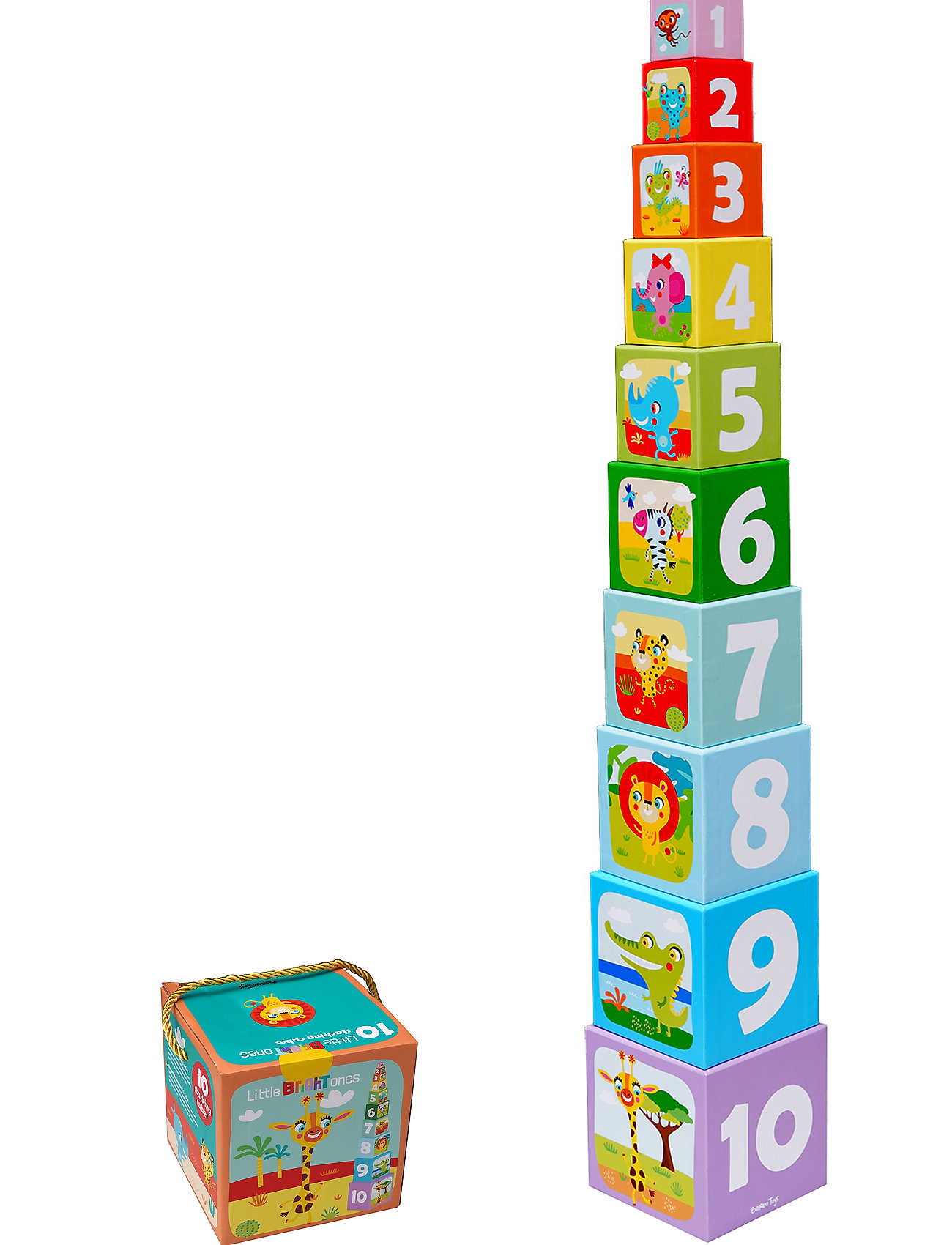 Little Bright S - 10 Stacking Cubes - Safari Toys Baby Toys Educational Toys Stackable Blocks Multi/patterned Barbo Toys