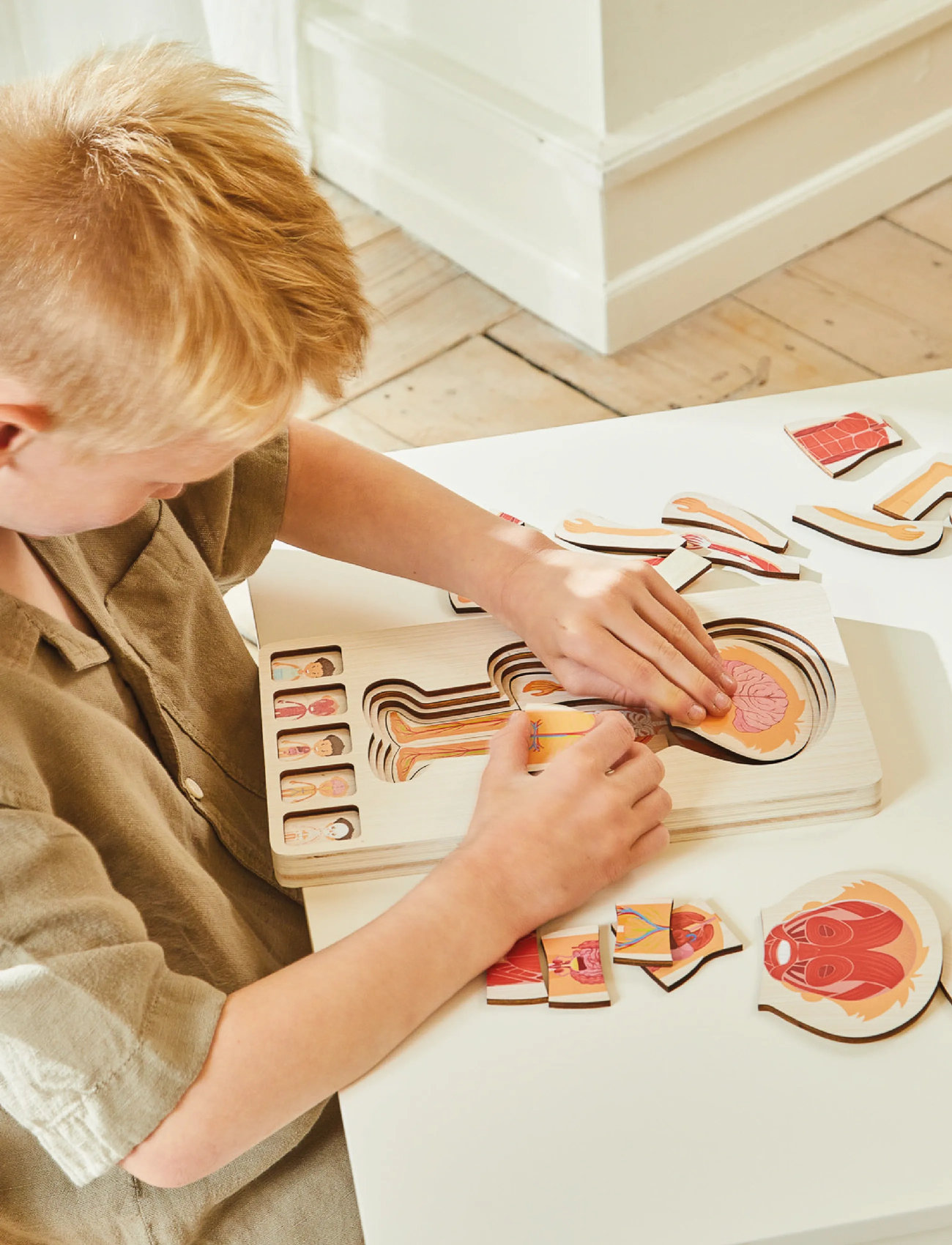 Barbo Legetøj Wooden Layer Body Puzzle - Boy, One Size, Brown, Puslespil > Pædagogiske Puslespil, Børn