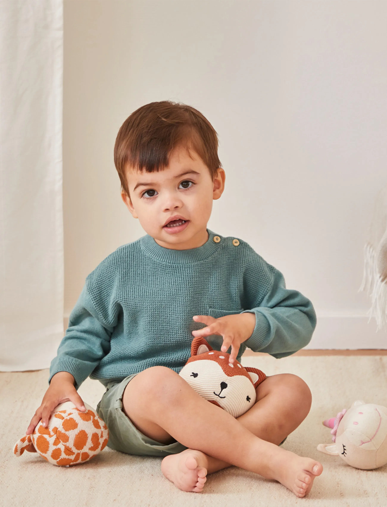 Barbo Legetøj Knitted Balls With A Bell - Giraf, One Size, Multi/patterned, Soft Legetøj > Stuffed Animals, Børn