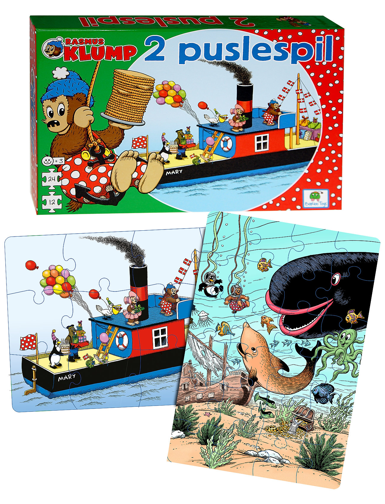 Rasmus Klump Rasmus Klump - 2 Puzzles Mary, One Size, Multi/patterned, Puslespil Og Spil > Puslespil, Børn